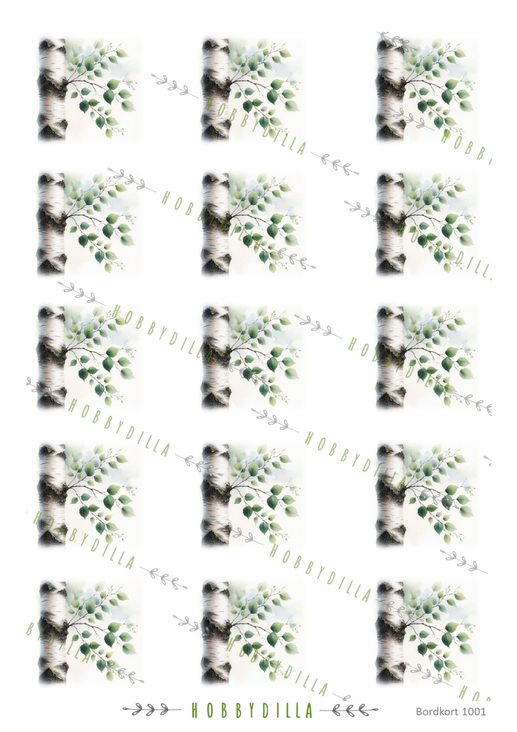 Motivark Bordkort 1001 M Bjørkestamme - Bilde 1