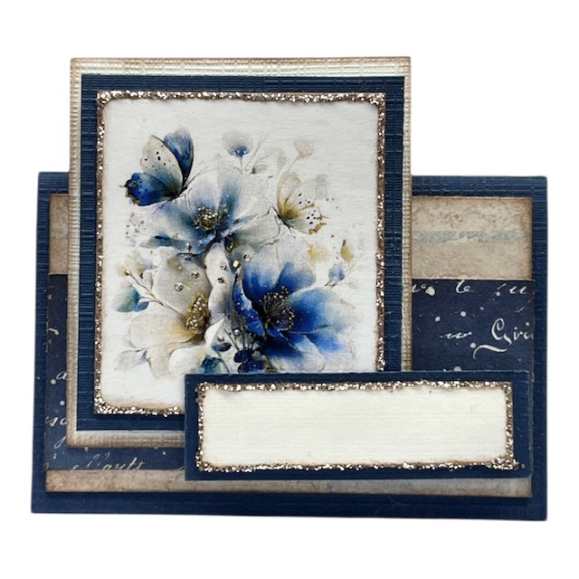 Kit 16 Enkelt Bordkort  - Blå Blomst - Bilde 1
