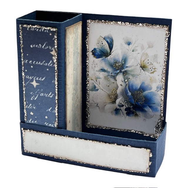 Kit 17  Bordkort med søyle - Blå Blomst - Bilde 2