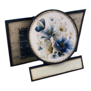 Kit 18 Bordkort med rundt motiv - Blå Blomst - Bilde 2