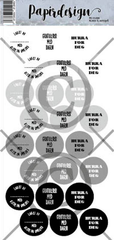 Papirdesign Klistremerke - Runde 3 Sort/grå