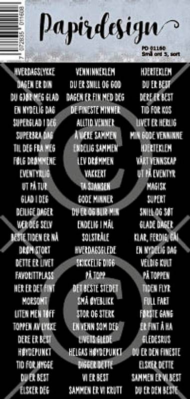 Papirdesign Klistremerke - Små ord 5, Sort