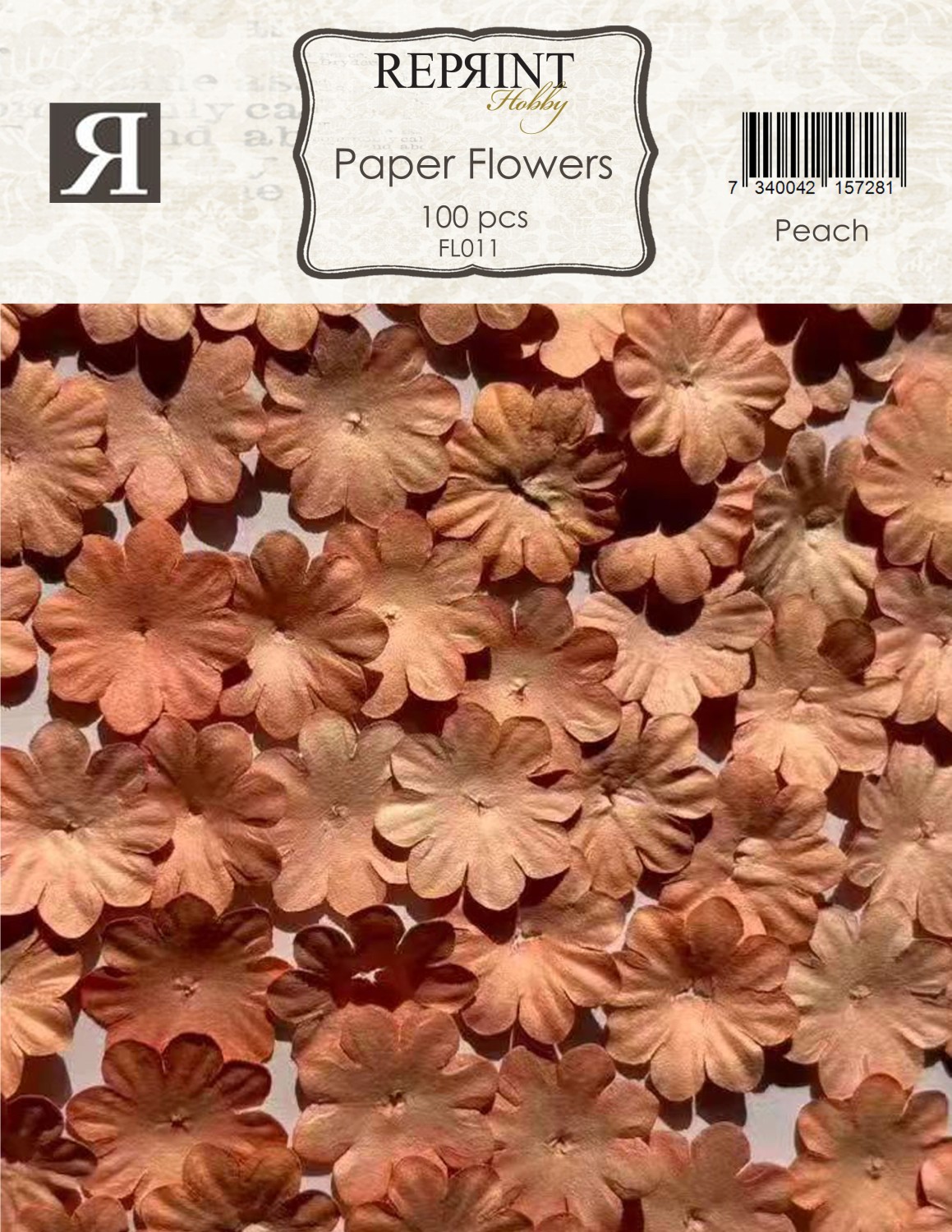 Reprint Mini Papirblomster 20 mm 100 stk Peach - Bilde 1