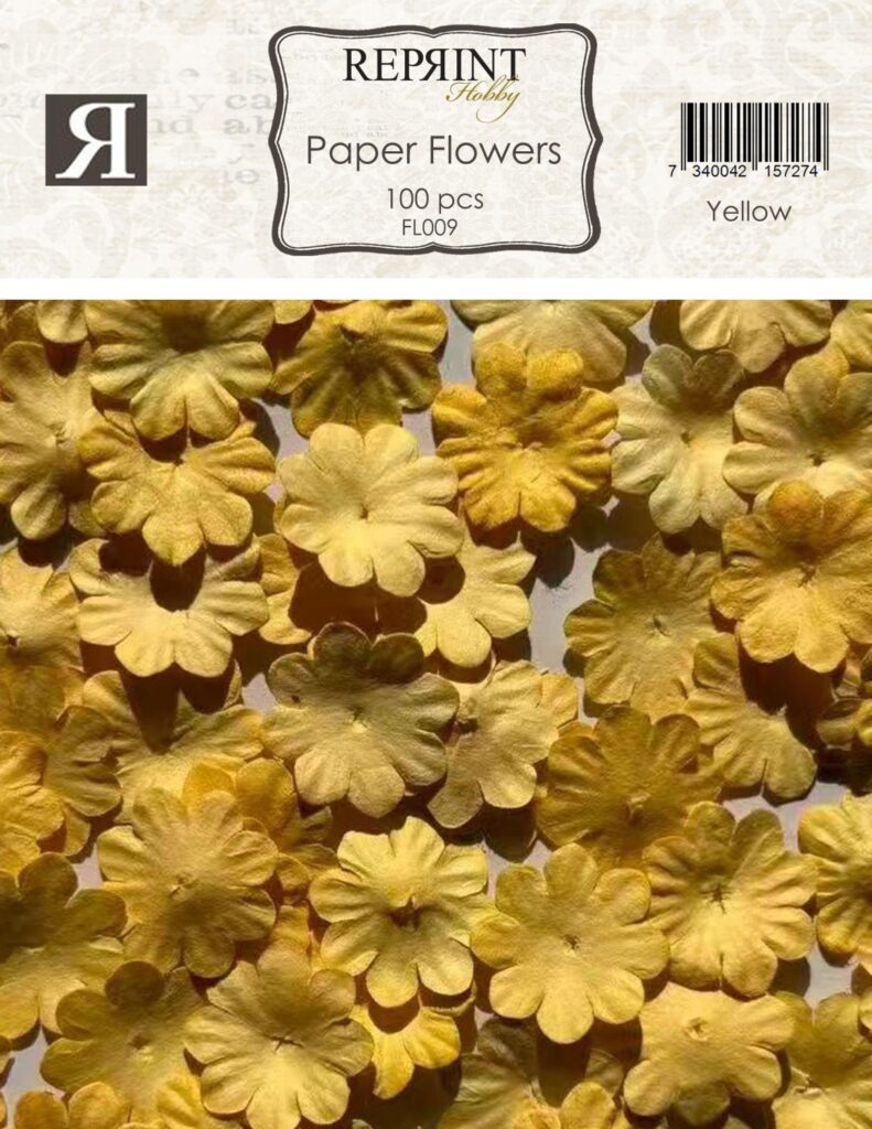 Reprint Mini Papirblomster 20 mm 100 stk Gul
