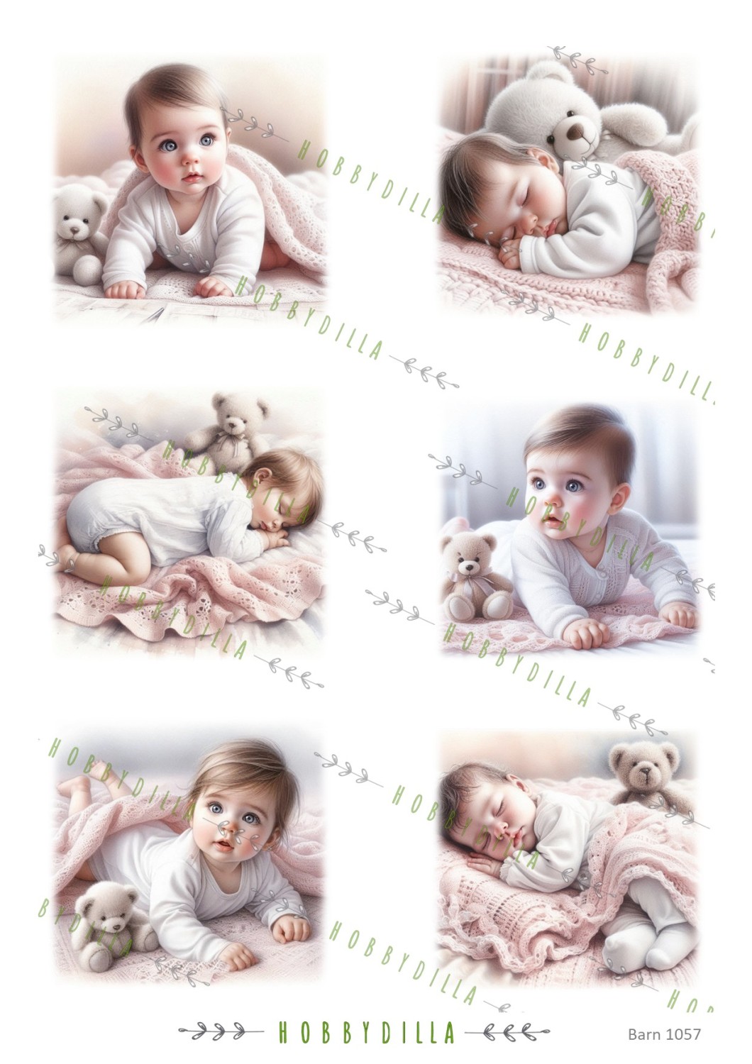 Motivark Barn 1057 M Rosa Baby - Bilde 1