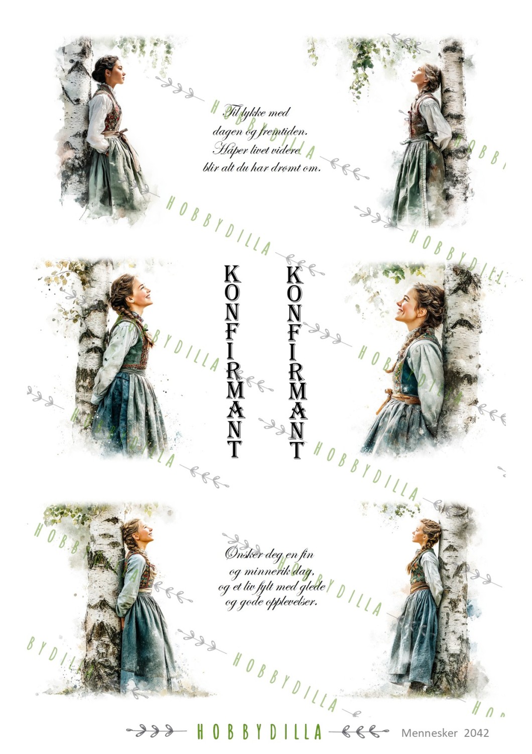 Motivark Mennesker 2042 M Jenter under bjørk - Bilde 1