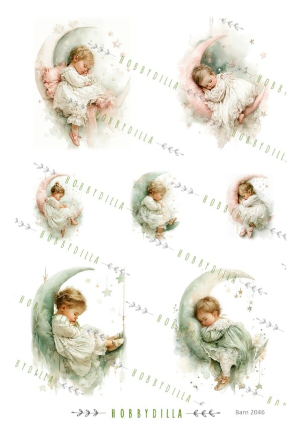 Motivark Barn 2046 M Månebarn Rosa-Grønn