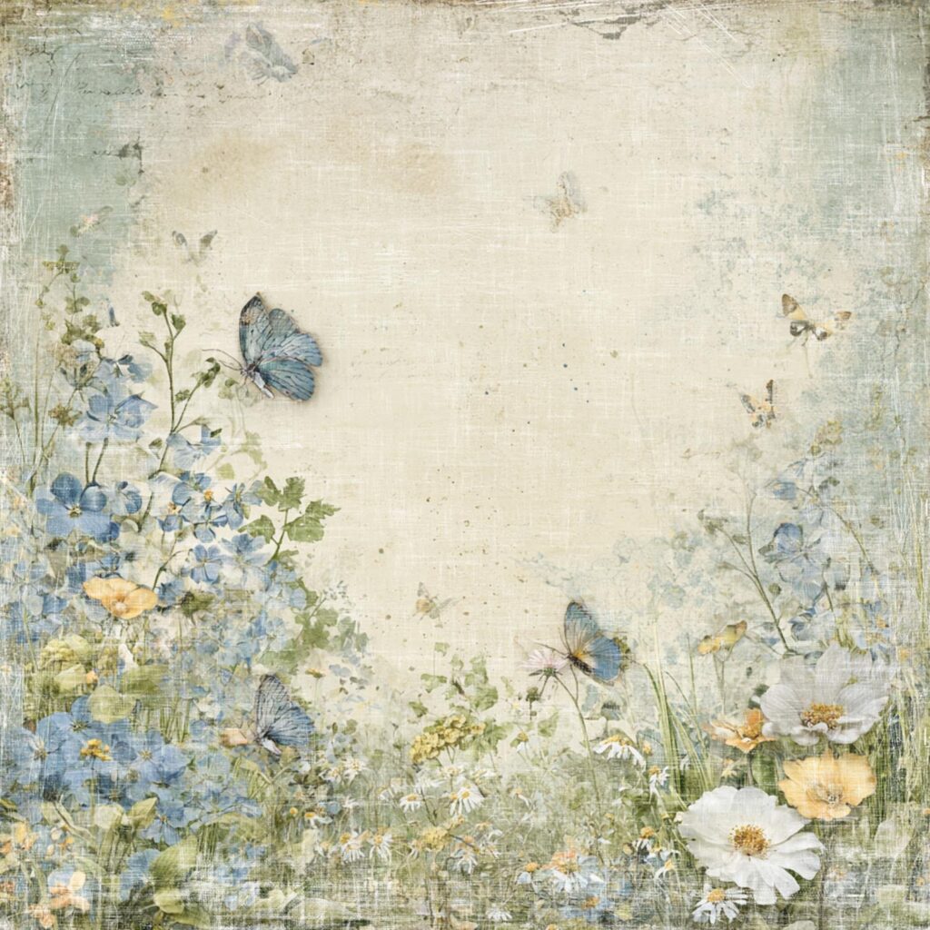 Reprint  Hello Spring Butterflies and flowers