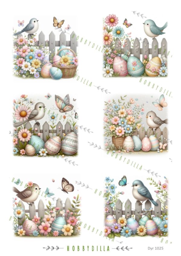 Motivark Dyr 1025 M Påskeegg med Fugler