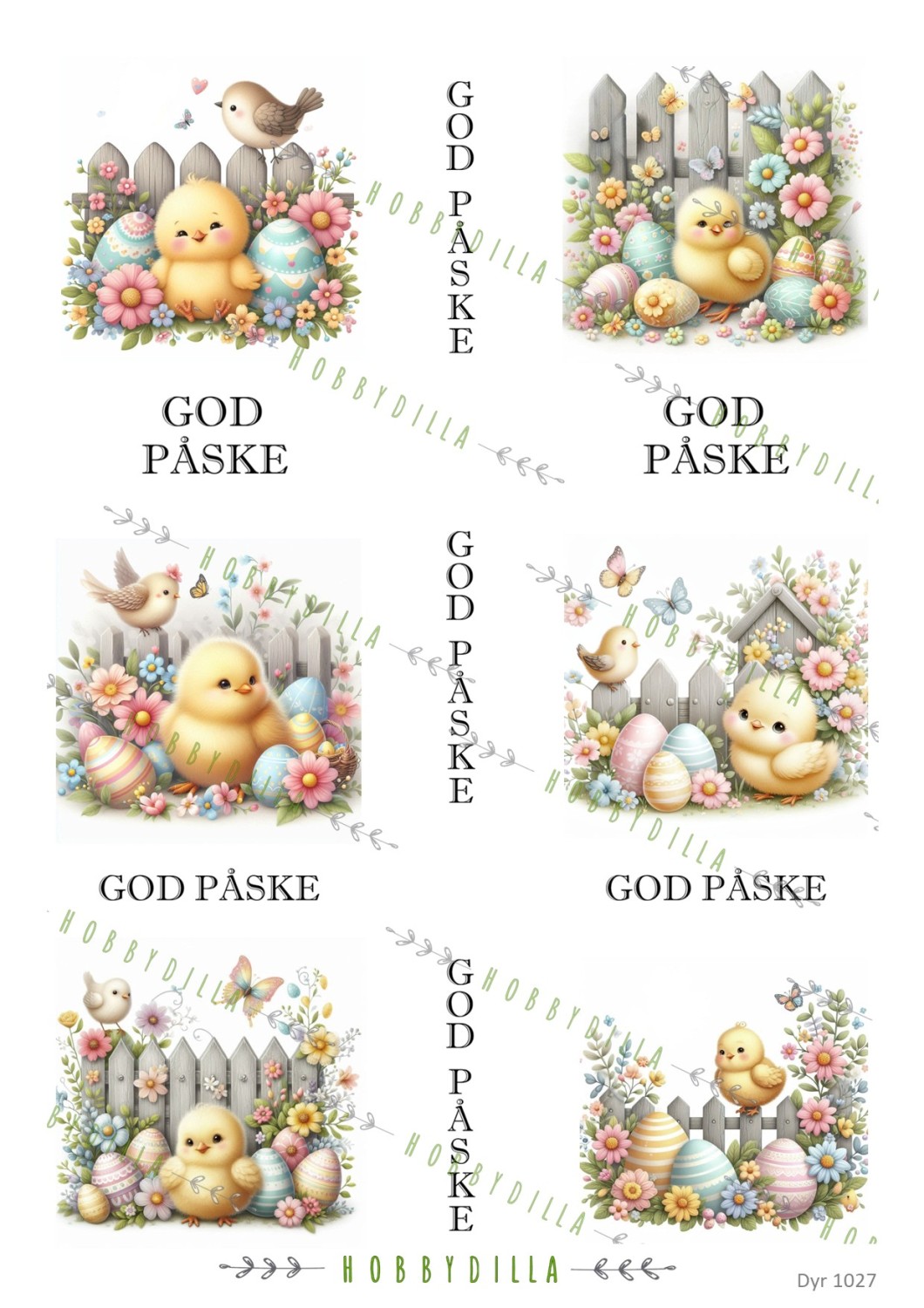 Motivark Dyr 1027 M Påskeegg med Kylling og Tekst - Bilde 1