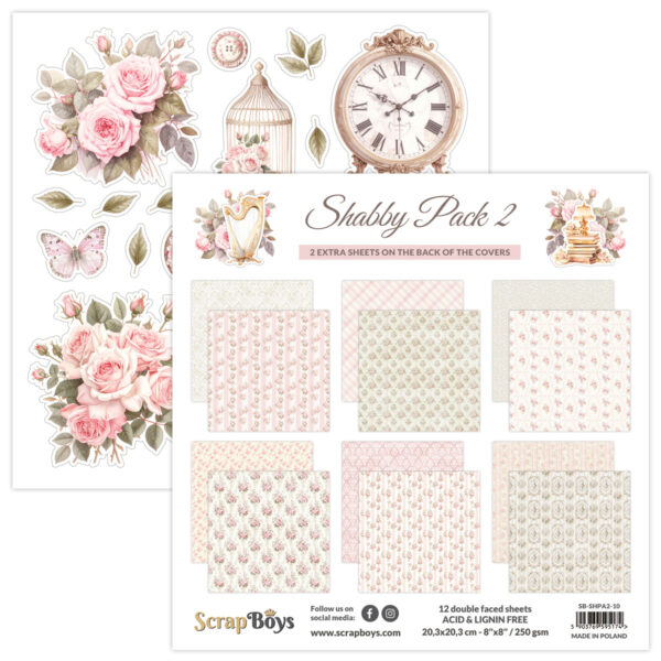 ScrapBoys Shabby Pack 2 - 10 8x8 Blokk