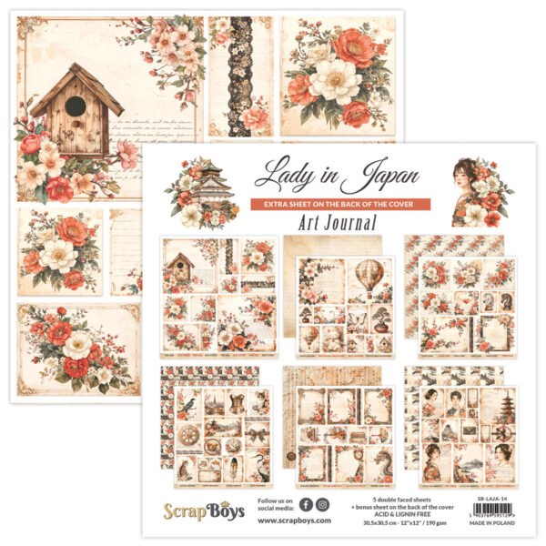 ScrapBoys Lady In Japan Art Journal - 14 12x12 Blokk