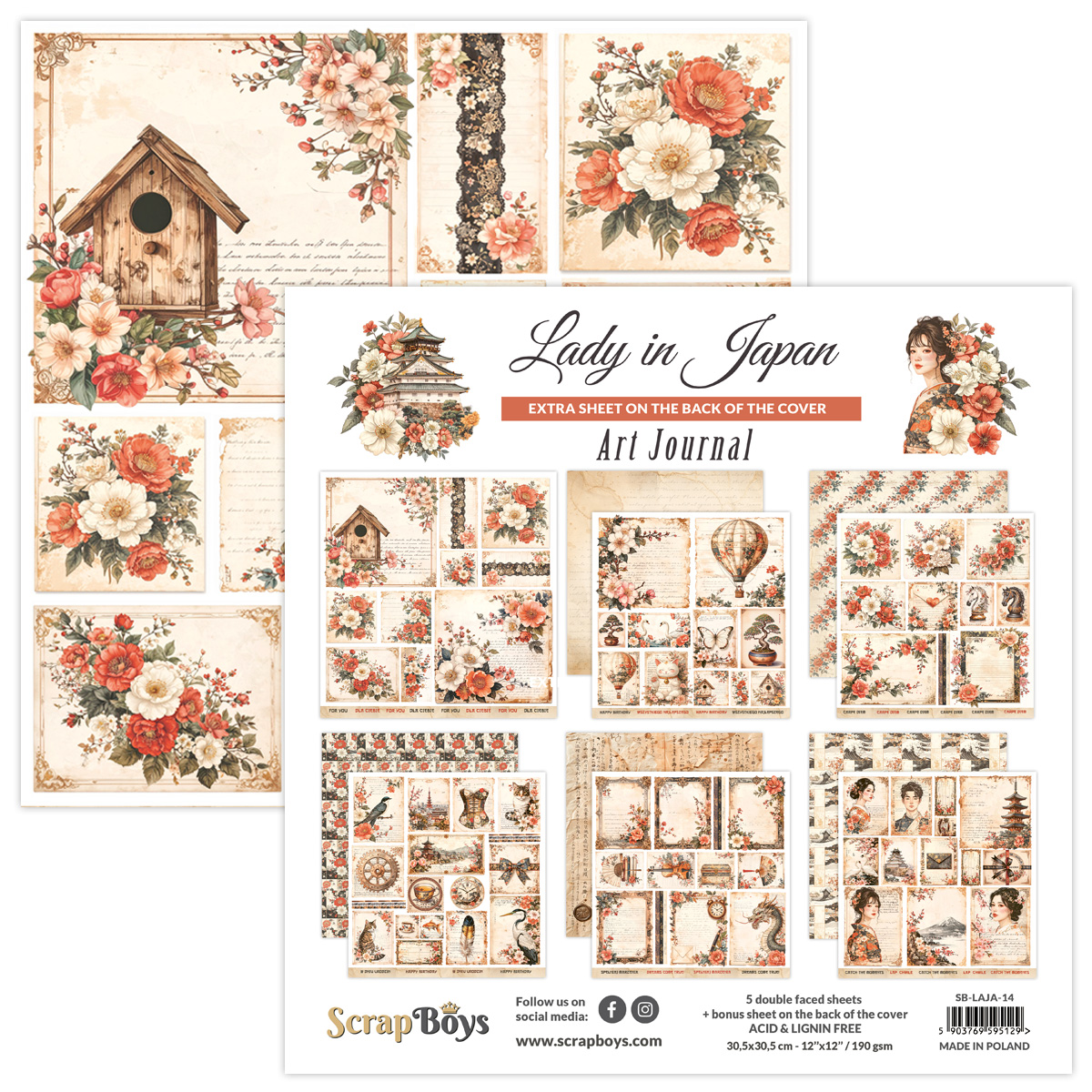 ScrapBoys Lady In Japan Art Journal - 14 12x12 Blokk - Bilde 1