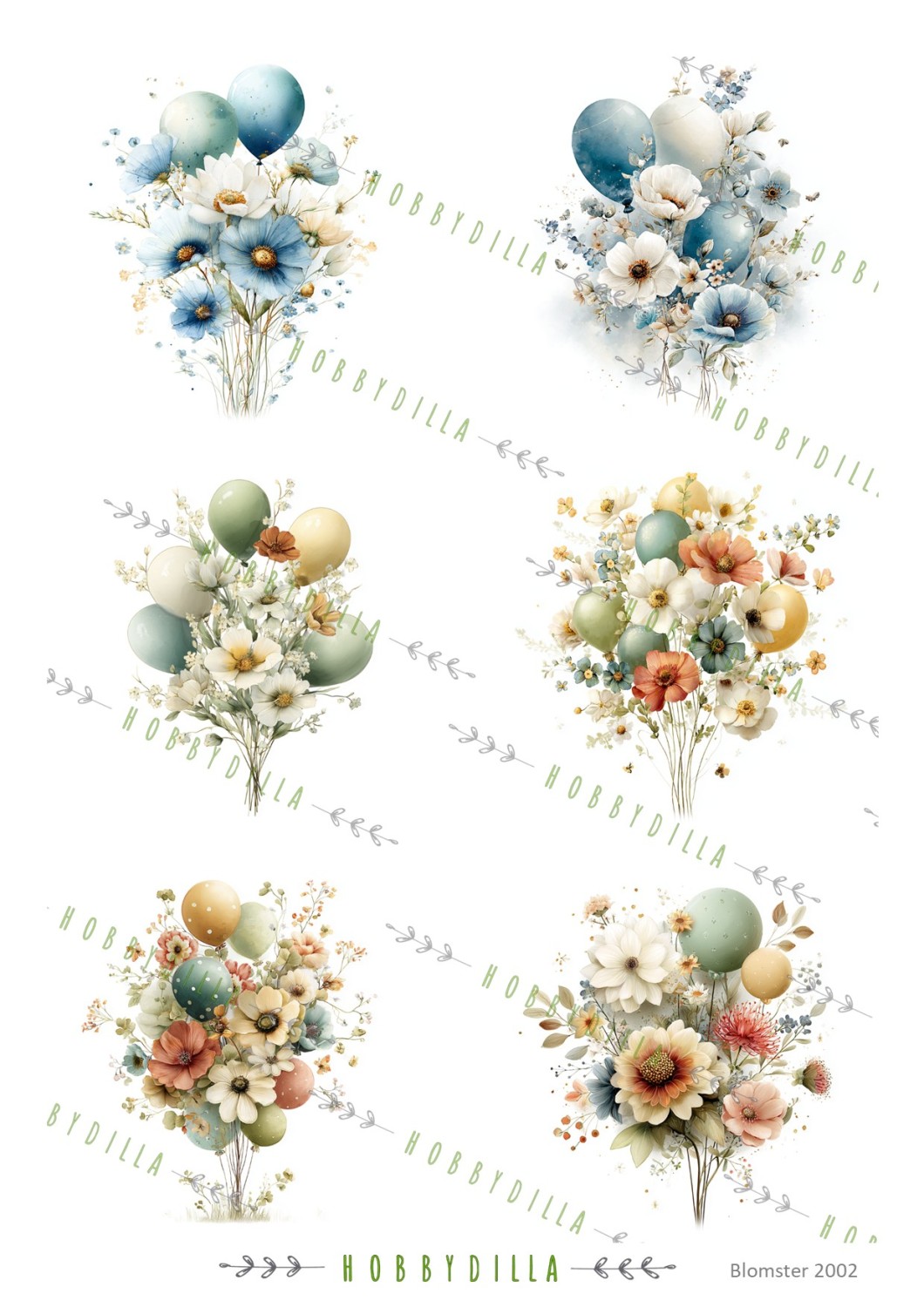 Motivark Blomster 2002 M Blomster, Ballonger og Sommerfugler - Bilde 1