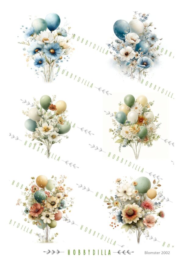 Motivark Blomster 2002 M Blomster, Ballonger og Sommerfugler