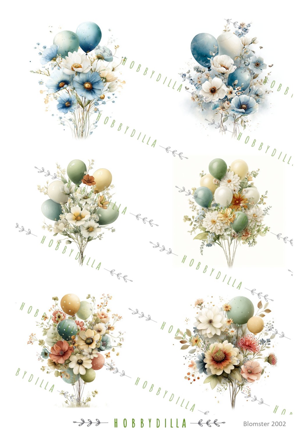 Motivark Blomster 2002 M Blomster, Ballonger og Sommerfugler - Bilde 2