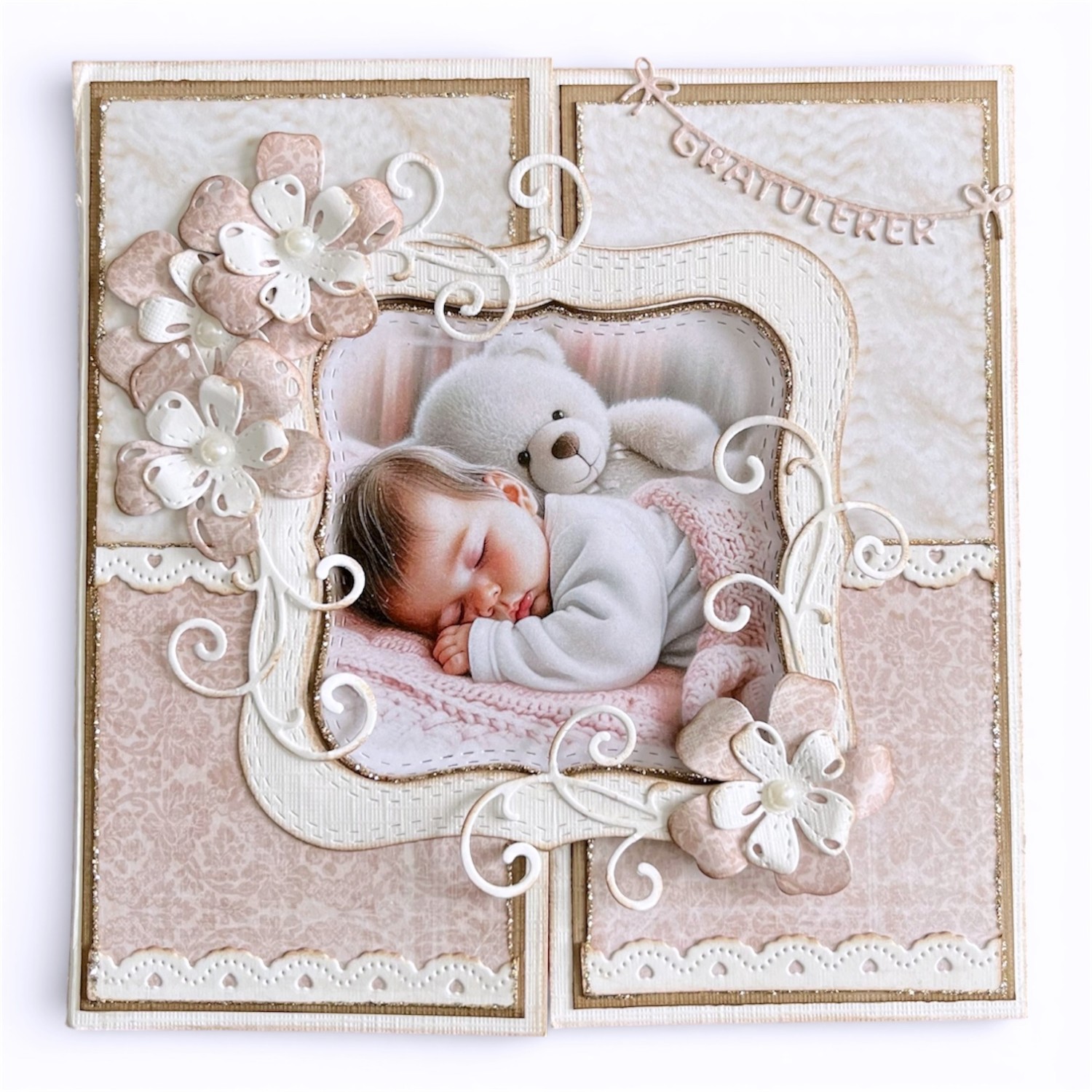 Kit 23 Babykort med åpen ramme - Rosa - Bilde 1