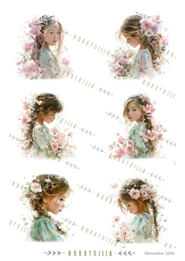 Motivark Mennesker 2044 M Søte jenter Rosa