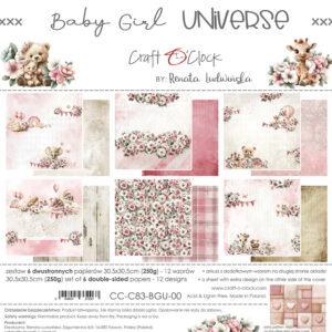 Craft O`Clock Baby Girl Universe - a set of papers 30,5x30,5cm - Bilde 1