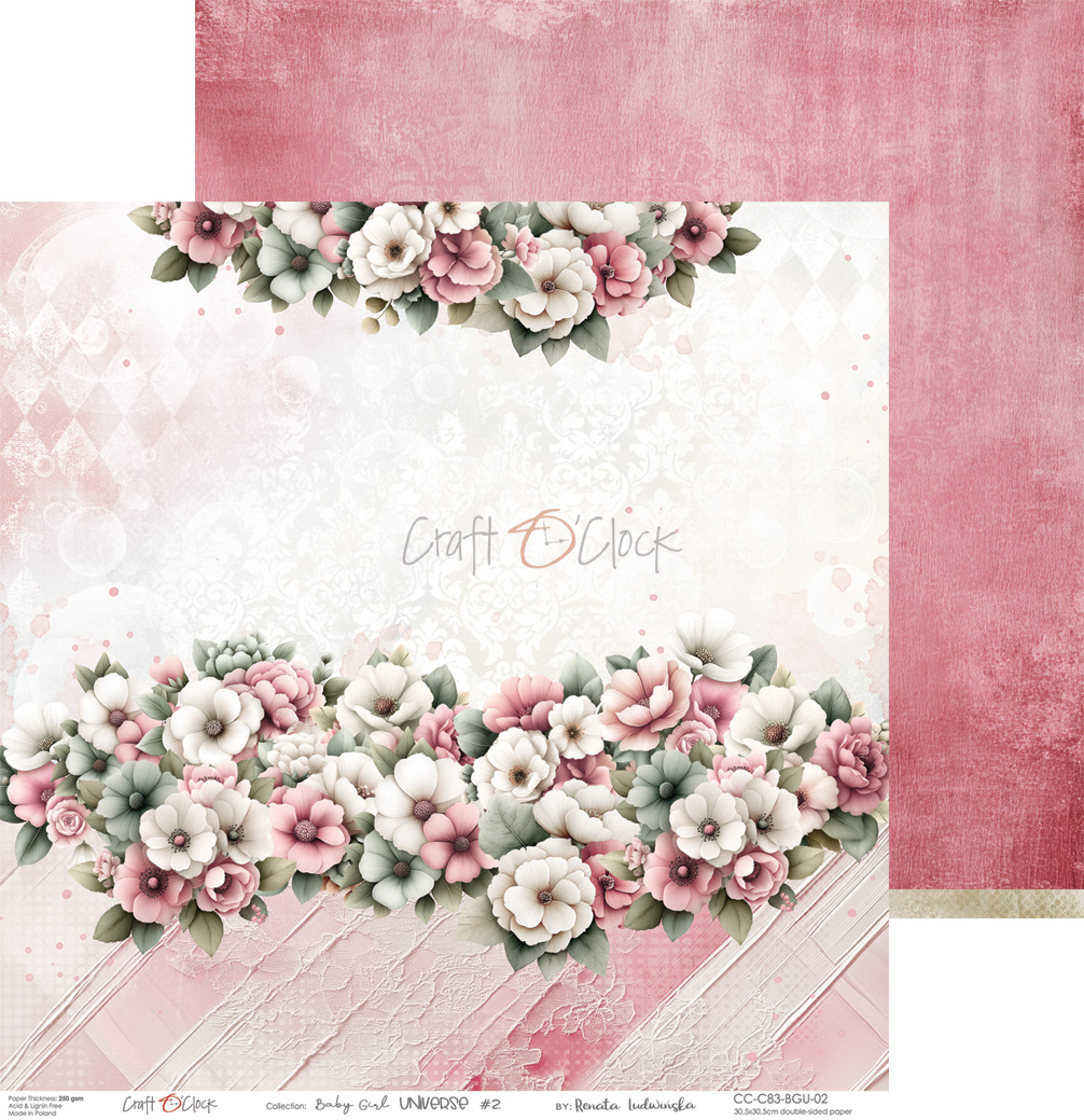 Craft O`Clock Baby Girl Universe - a set of papers 30,5x30,5cm - Bilde 2