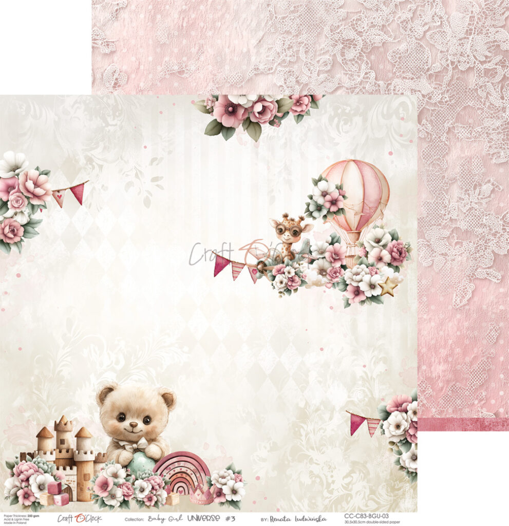 Craft O`Clock Baby Girl Universe - 12x12 blokk