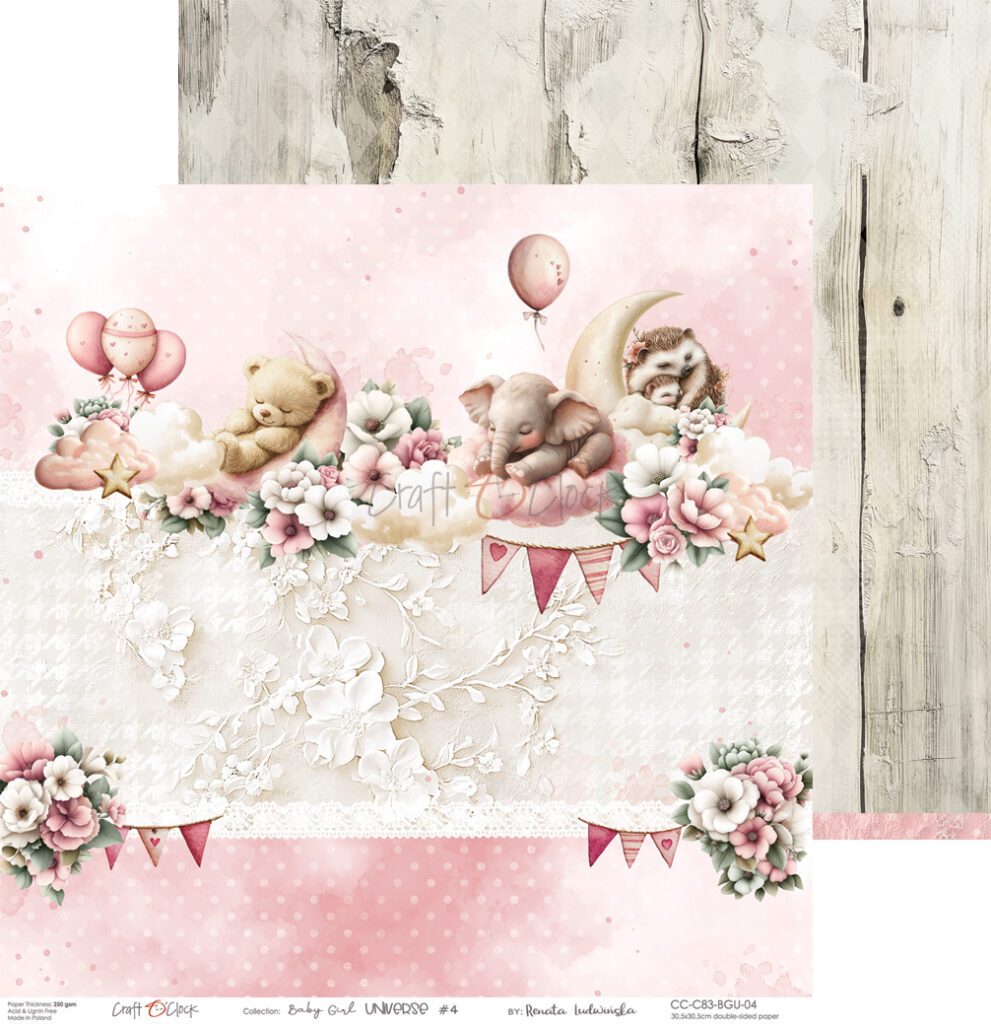 Craft O`Clock Baby Girl Universe - 12x12 blokk