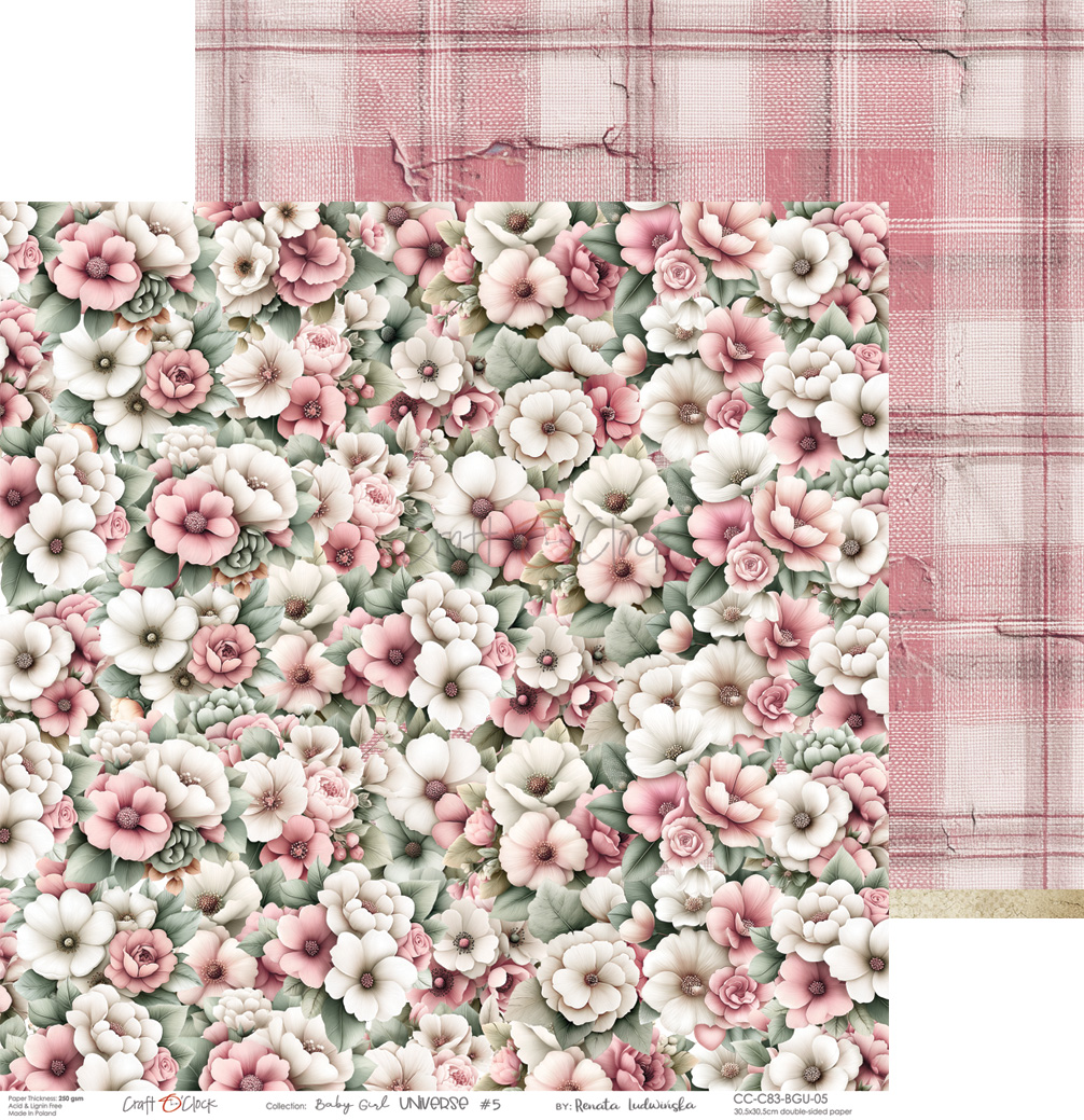 Craft O`Clock Baby Girl Universe - a set of papers 30,5x30,5cm - Bilde 5