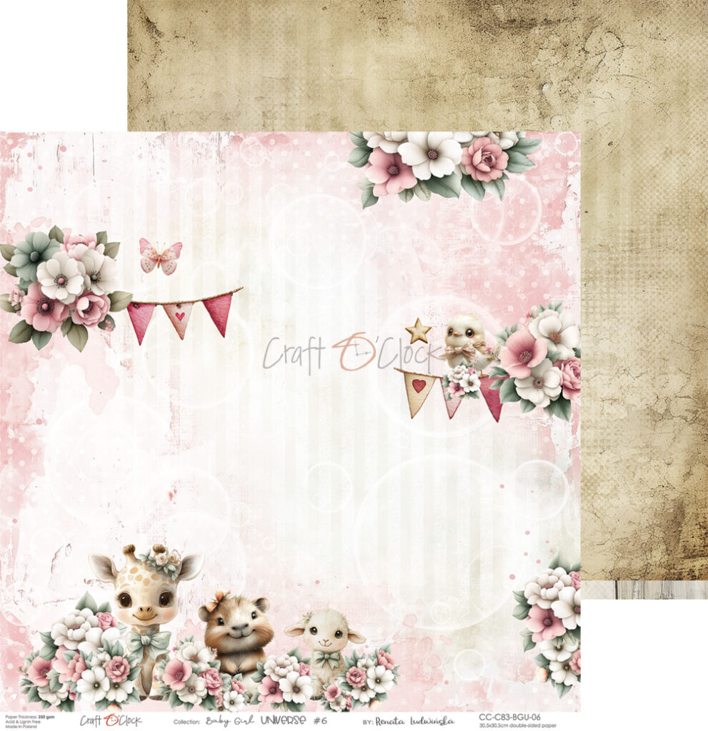 Craft O`Clock Baby Girl Universe - 12x12 blokk