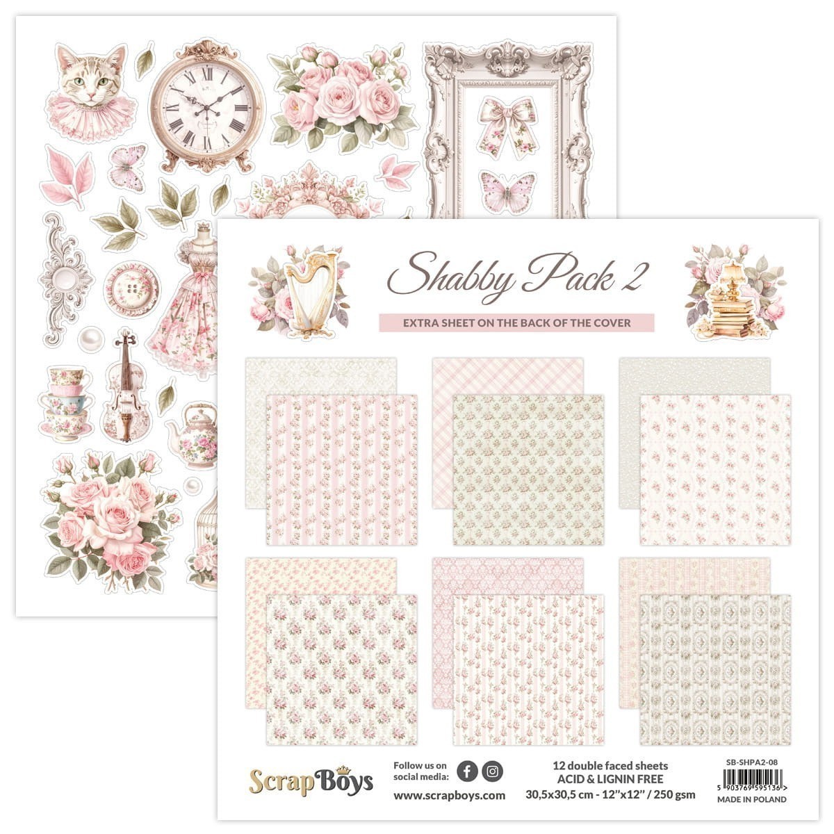 ScrapBoys Shabby Pack 2 - 08 12x12 Blokk - Bilde 1