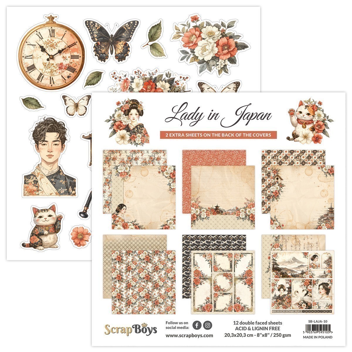 ScrapBoys Lady In Japan - 10 8x8 Blokk - Bilde 1