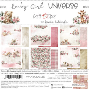 Craft O`Clock Baby Girl Universe - a set of papers 6x6 Blokk - Bilde 1