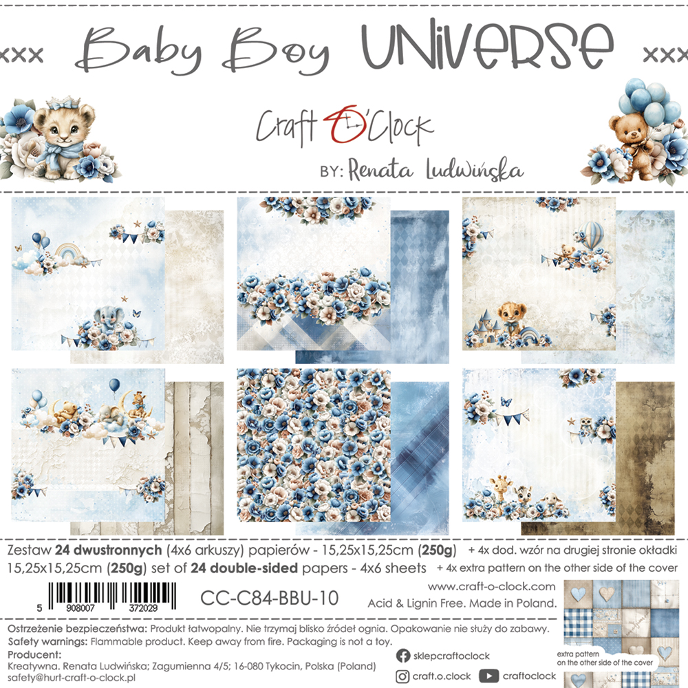 Craft O`Clock Baby Boy Universe - a set of papers 6x6 Blokk - Bilde 1