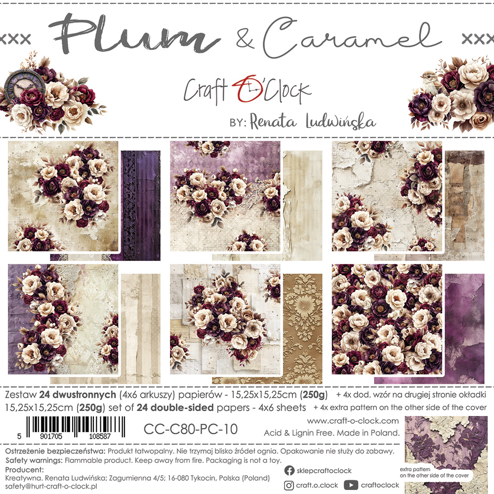 Craft O`Clock Plum Caramel - a set of papers 6x6 Blokk - Bilde 1