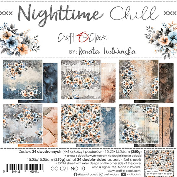 Craft O`Clock Nighttime Chill- a set of papers 6x6 Blokk