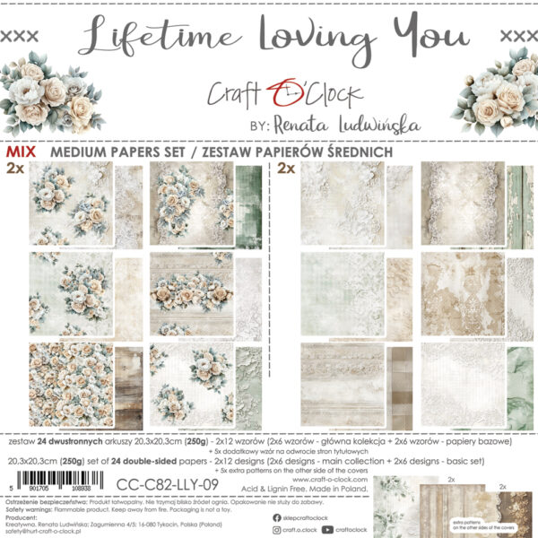 Craft O`Clock Lifetime Loving You - Mix sett 8x8 Blokk