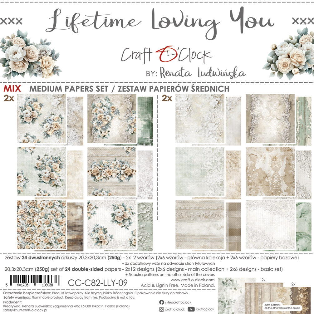 Craft O`Clock Lifetime Loving You - Mix sett 8x8 Blokk - Bilde 1