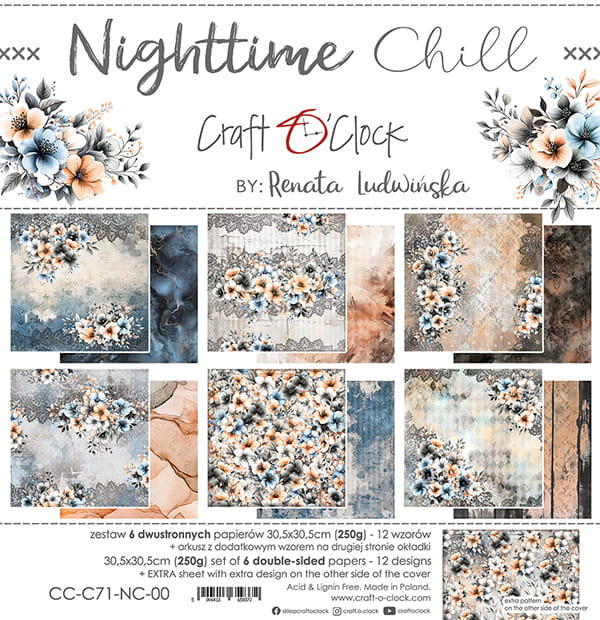 Craft O`Clock Nighttime Chill - a set of papers 12x12 Blokk