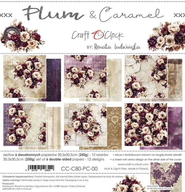 Craft O`Clock Plum Caramel - a set of papers 12x12 Blokk