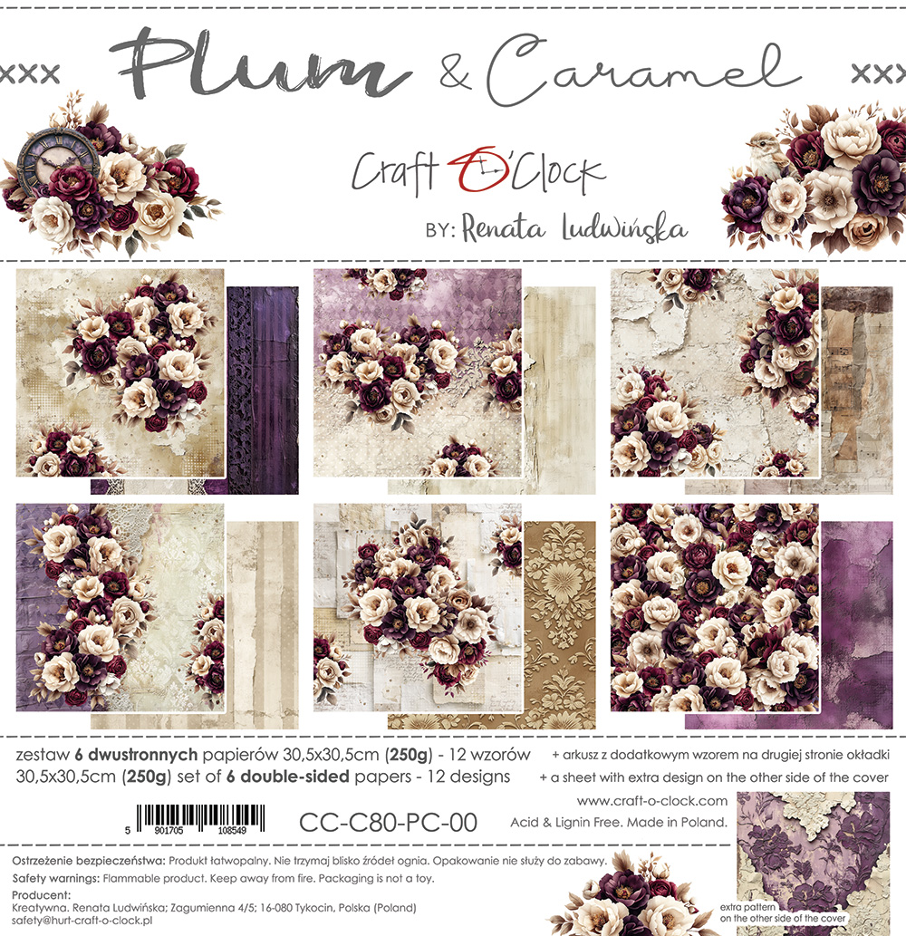 Craft O`Clock Plum Caramel - a set of papers 12x12 Blokk - Bilde 1