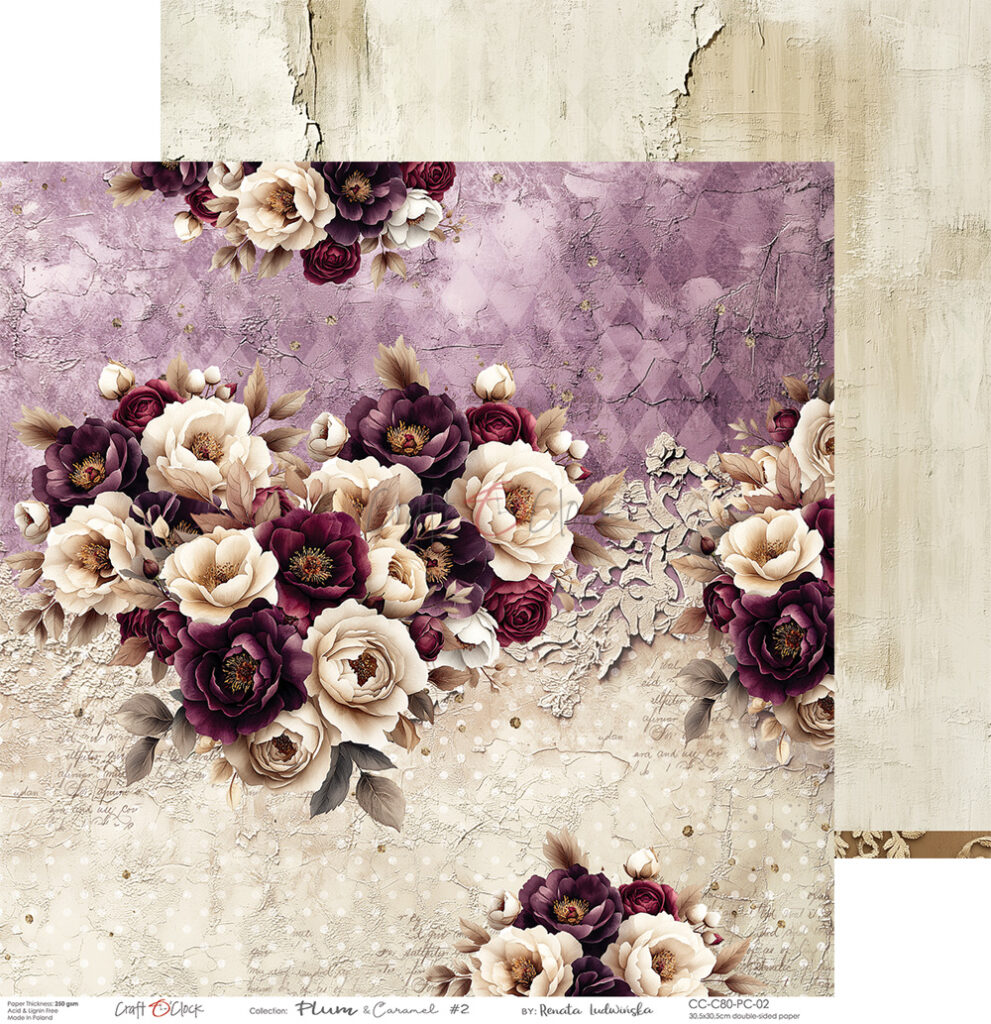 Craft O`Clock Plum Caramel - a set of papers 12x12 Blokk