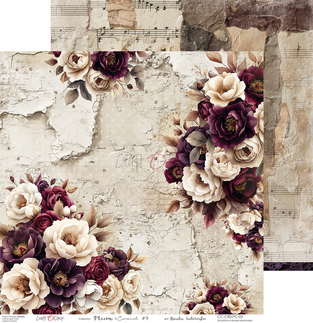 Craft O`Clock Plum Caramel - a set of papers 12x12 Blokk - Bilde 3