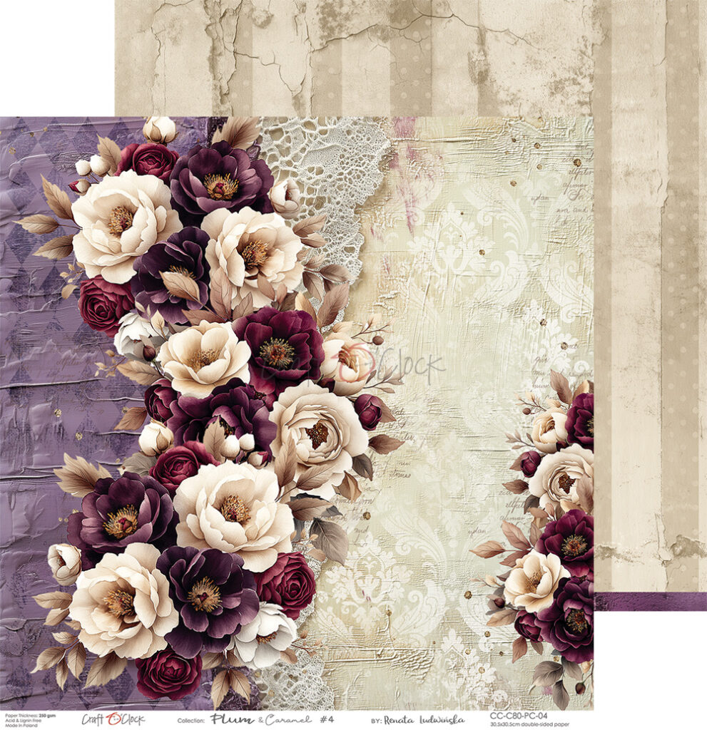 Craft O`Clock Plum Caramel - a set of papers 12x12 Blokk