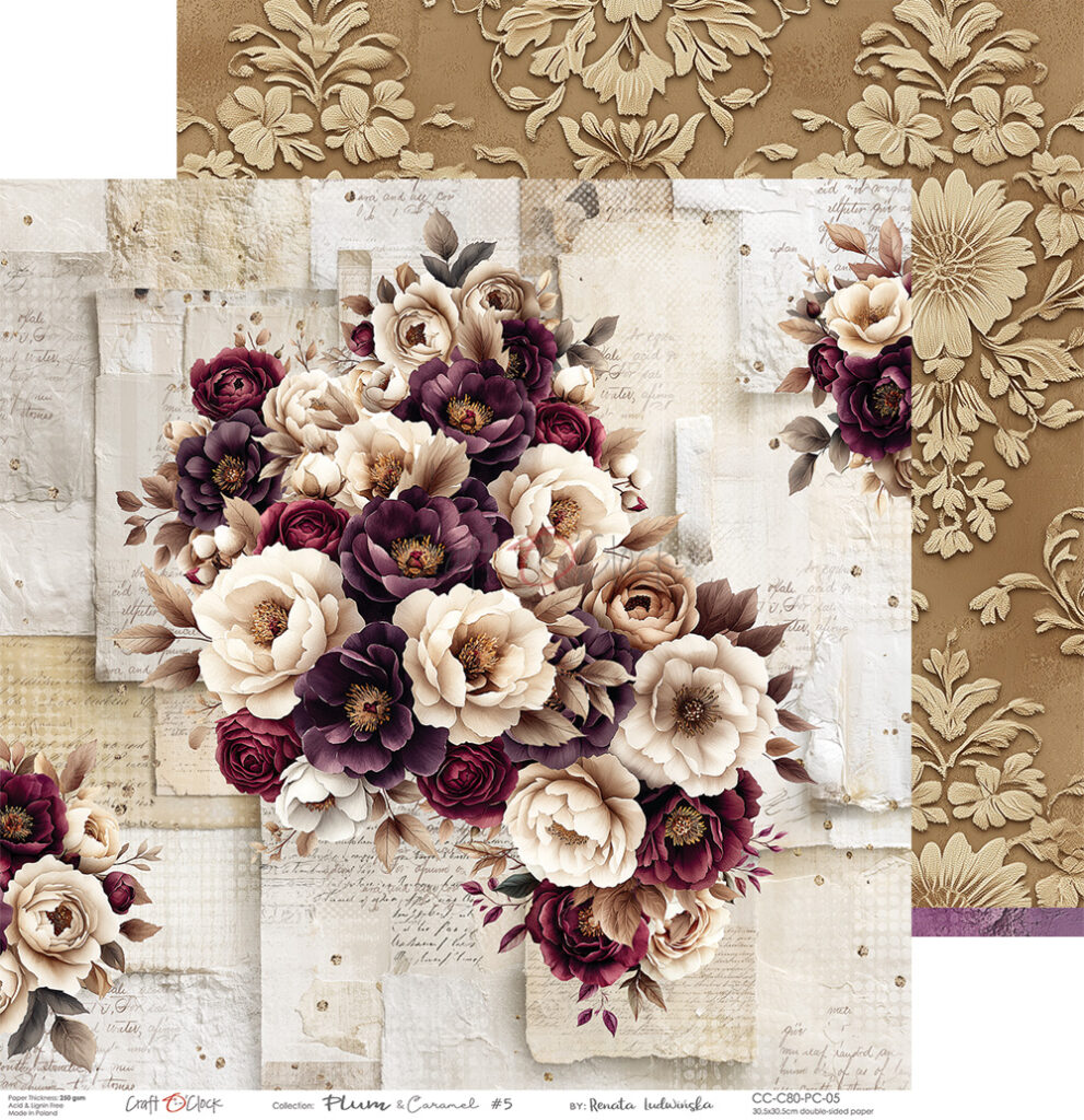 Craft O`Clock Plum Caramel - a set of papers 12x12 Blokk