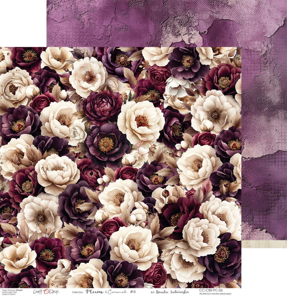 Craft O`Clock Plum Caramel - a set of papers 12x12 Blokk