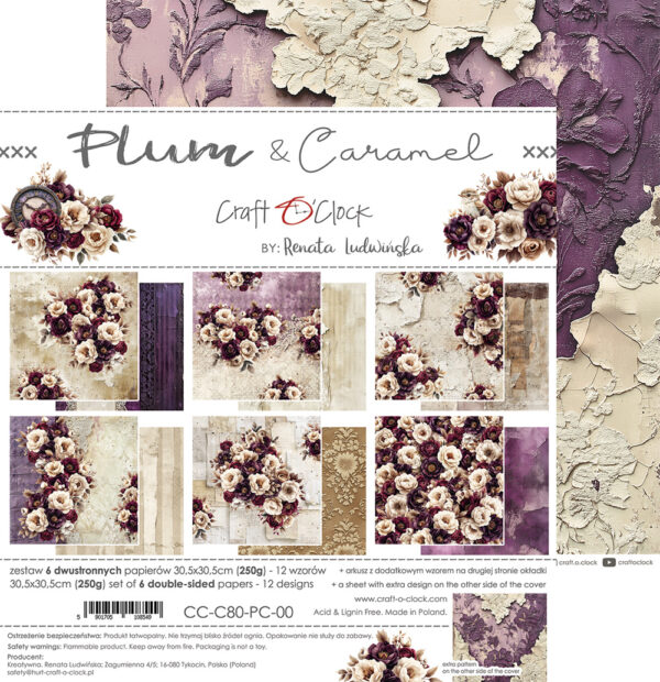 Craft O`Clock Plum Caramel - a set of papers 12x12 Blokk