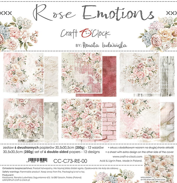 Craft O`Clock Rose Emotions - a set of papers 12x12 Blokk