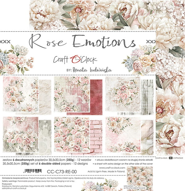 Craft O`Clock Rose Emotions - a set of papers 12x12 Blokk