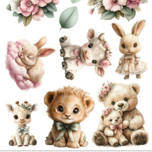 Craft O`Clock Baby Girl Universe - Mix Sett med 18 stk Klippeark - Bilde 1