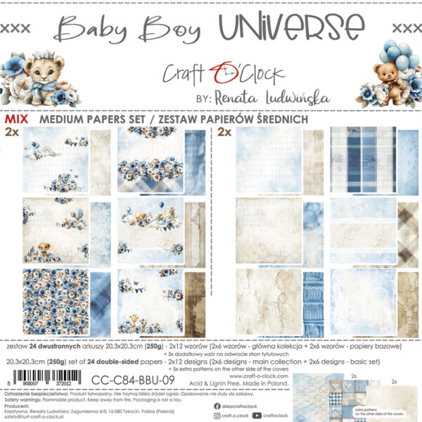 Craft O`Cloc Baby Boy Universe Mix sett 8X8 Blokk