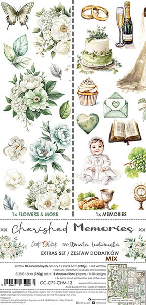 Craft O`Clock Cherished Memories Sett med 18 stk Klippeark